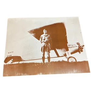 VTG Charles Lindbergh Spirit of St Louis Sepia Poster Photo Reprint Heavy Paper - Picture 1 of 5