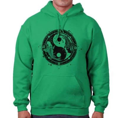 Yin Yang Japanese Koi Fish Geometric Compass Hoodie Hooded Sweatshirt Men Women - Image 1 of 4