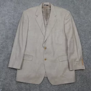 Brooks Brothers Jacket Mens 44 R Beige Herringbone Silk Linen Wool Blazer Coat - Picture 1 of 14
