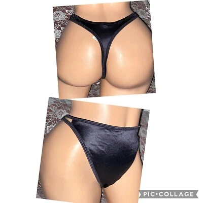 Tanga Vanity Fair satinado negro 7 L corte alto segunda piel tanga bragas Foto 1 de 4