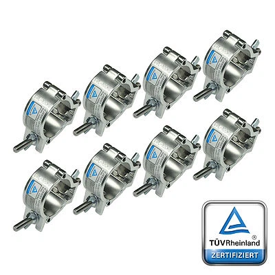 BRITEQ 8 x trasduttore di capriata per tubo 50 mm max. 75 kg TÜV Half Coupler morsetto traversa NUOVO