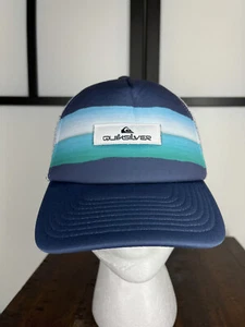 Quiksilver Hat Cap Snap Back Youth 53 Cm Blue Stripe Trucker Skate Surf - Picture 1 of 13