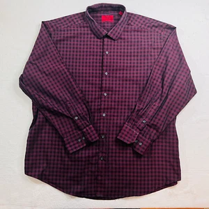 Alfani Mens Dress Shirt Fitted Burgundy Plaid Button Down XL 171/2 - Picture 1 of 7