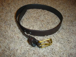 Imitation leather youth boys brown belt gold buckle M 26-28 medium 12GG0201 - Picture 1 of 3