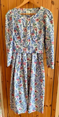 Vintage Laura Ashley Made in Great Britain Cotton Floral Dress and Jacket 10 - Image 1 of 4
