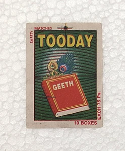 Vintage Original Tooday Geeth Safety Matches Labels Collections - Picture 1 of 4