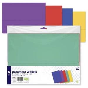 Pastel Document Wallets - 5 Pack Presentation Subject Foolscap Large Folders - Picture 1 of 1