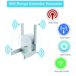 GRT 1200Mbps Dual Band Wifi Repeater Extender Wireless Signal Booster Amplifier - Picture 1 of 6