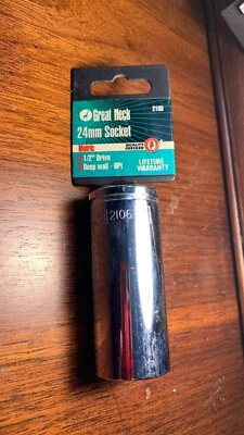 Great Neck 2106 24 mm 1/2 inch Drive Deep Wall 6 Point Socket - Image 1 of 3
