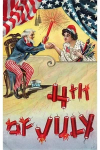 Vintage 4th of July Reprint - Patriotic Independence Day - 4x6 Glossy Postcard - Picture 1 of 2