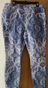 NYDJ FOR CHICO'S MAKELLOSE SKINNY-JEANS KONTUR PASSFORM BLAU PAISLEY GRÖSSE 16 ~ NEU MIT ETIKETT - Bild 1 von 11