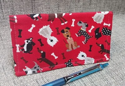 RED DOGS Tela Chequera Cubierta Billetera Tarjeta de Débito Registro EE. UU. Hecho a Mano  Foto 1 de 2