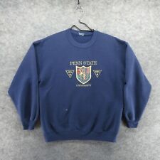 VTG Penn State Nittany Lions Sweatshirt Mens Medium Blue PSU Shield Crest Grunge