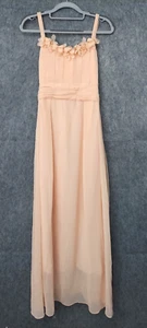 Happy Rose Girl Dress 16 PinkPleated Rosette Rhinestone Chiffon Bowtie Line Zip - Picture 1 of 11