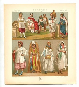 Antique Print Litho BARBARIANS OF  ALGERIA & TUNISIA 1888 Le Costume Historique - Picture 1 of 2