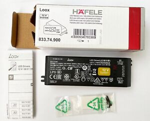 HAFELE Loox 12V LED Light driver - 15W with sensor port 833.74.900 + power cord