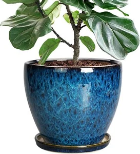 10 Inch Ceramic Planter Pot Round Plant Pot for Outdoor Large Flower Pot - Picture 1 of 8