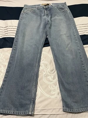 Pantalones de mezclilla NBN Gear para hombre 36 azules relajados rectos patinador hip hop bordado (0414-2) Foto 1 de 4