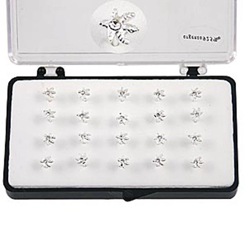 Orecchini Piercing Naso Nasini Argento 925 Foglia Cannabis cristallo Bianco - Immagine 1 di 1