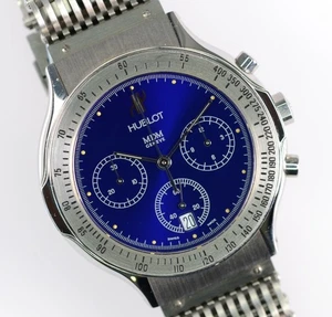 Hublot MDM Uhr Chrono Quartz 1621.1 Edelstahl Blaues Blatt 37mm Unisex rar - Picture 1 of 10