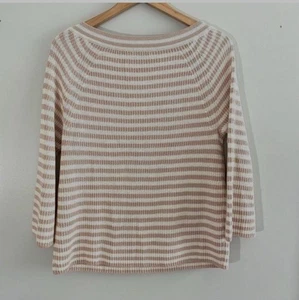 J. Crew 100 % Baumwolle U-Boot-Ausschnitt Pullover Pulli rosa/weiß gestreift Größe Small S 8/10 - Bild 1 von 7