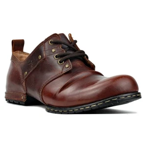 Men's 100% Leather Pleated Desert Dress Shoes Studded Workwear Vintage Business - Imagen 1 de 14
