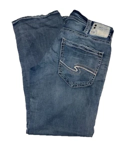 Silver Zac Men's Jeans Size 34x34 Blue Denim Relaxed Fit Light Wash - Picture 1 of 12