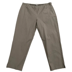 Eileen Fisher Ankle Chino Pants Women XL Tan Brown Elastic Waist Regular Fit Str - Picture 1 of 7