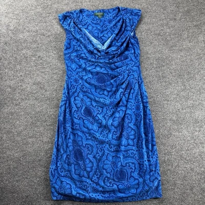 Vestido POLO Lauren Ralph Lauren Estampado Floral Volantes Cuello Vestido Azul Talla 14 Foto 1 de 4
