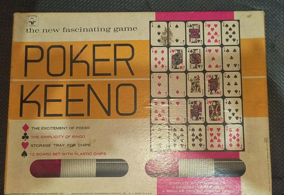 Poker Keeno Game Transogram Vintage 1966 Playing Card Bingo Age 7+ Complete - Image 1 of 1