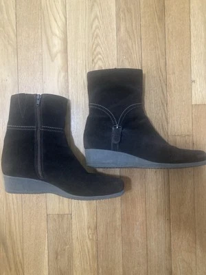 Botines de gamuza marrón para mujer La Canadienne cremallera lateral cuña baja talla 8,5 M Foto 1 de 4