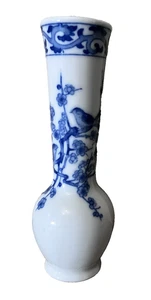 Jarrón Andrea By Sadek Bud pájaros en árbol en flor 6,5" azul y blanco Japón - Imagen 1 de 9