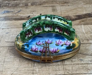 Limoges französisches Porzellan Monets japanische Brücke Peint Haupt Schmuckschatulle - Bild 1 von 5