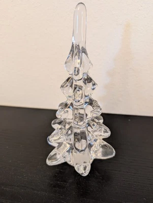 Winter Wishes Solid Glass Clear Art Glass Christmas Tree 8" Tall VGG w/ Tag - Image 1 of 4