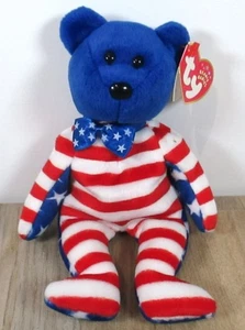 Ty Beanie Babies Liberty The Bear Small Plush Soft Toy With Tags USA Excellent - Picture 1 of 6