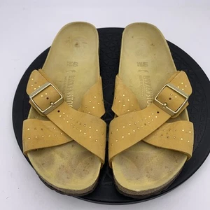 Birkenstock Siena Women's size 40 Yellow Gold Rivet Sandals Slide Nubuck Leather - Picture 1 of 6