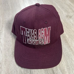 Vintage Texas A&M Aggies Hat Snapback College Red Maroon Wool Blend Cap USA - Picture 1 of 10