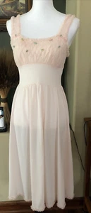 VTG 1950/60s Pale Pink Babydoll Empire Midi Nightgown S/M? 30" Bust Excl Cond! - Picture 1 of 11