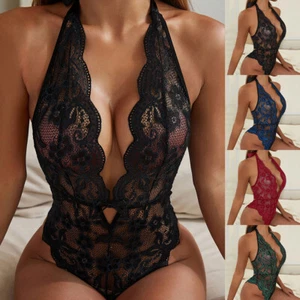 Women Ladies Sexy Valentine Lingerie Lace Bodysuit Babydoll Underwear Sleepwear - Picture 1 of 25