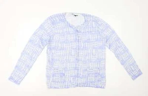 DASH Womens Blue Round Neck Ramie Blend Cardigan Size 14 - Picture 1 of 12