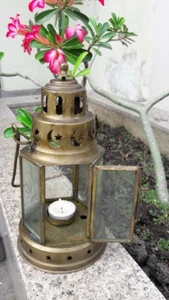  Lantern Brass Antique Clear Glass Tea Light Candle Ship Boat Lamp Fairy Lamp  - Picture 1 of 8