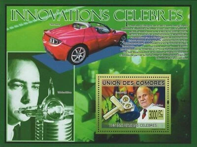 Famous Innovations Microscopio Teléfono Automóvil Hoja de Recuerdo MNH Foto 1 de 2