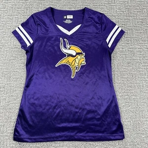 Minnesota Vikings Jersey Small Purple Shirt Logo Short Sleeve Graphic Tee Womens - Picture 1 of 11