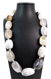 Collana in Agata naturale Multicolor chiara chiusura in argento Made in Italy - Foto 1 di 1