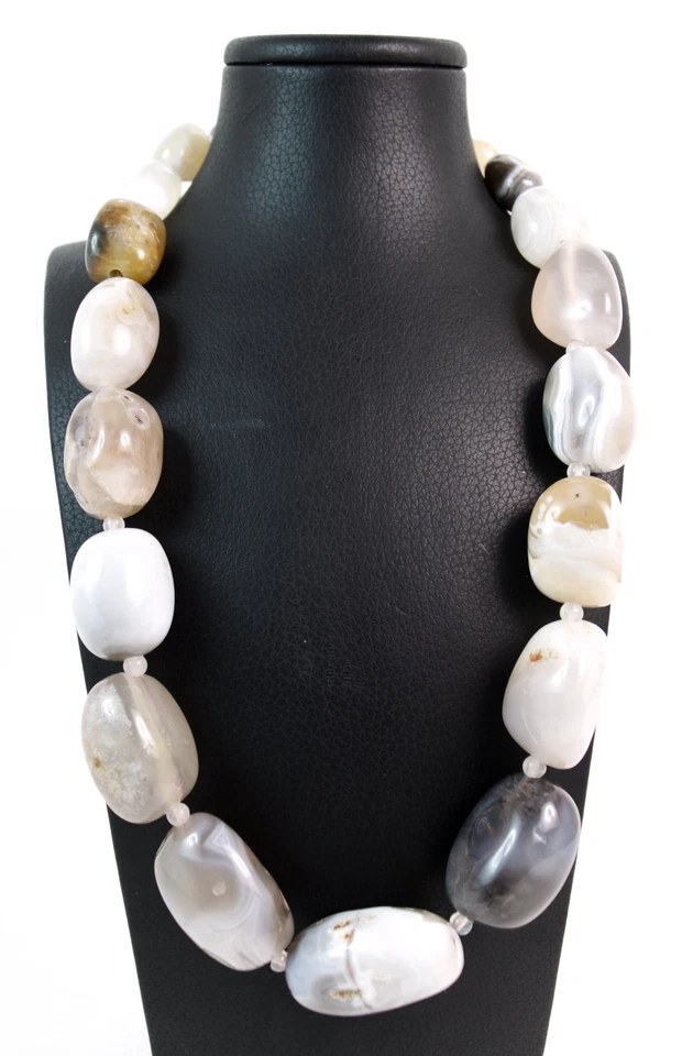 Collana in Agata naturale Multicolor chiara chiusura in argento Made in Italy - Immagine 1 di 1