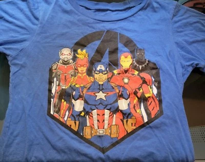 Youth Marvel Avengers Super Hero Blue Graphic T Shirt Boys Size Large 10/12 - Image 1 of 2