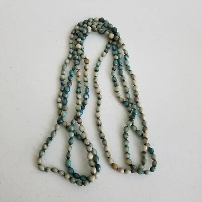 XLong Strand Turquoise Teardrop Shells Pearls Look Beads Beaded Necklace 42 inch - Image 1 of 4