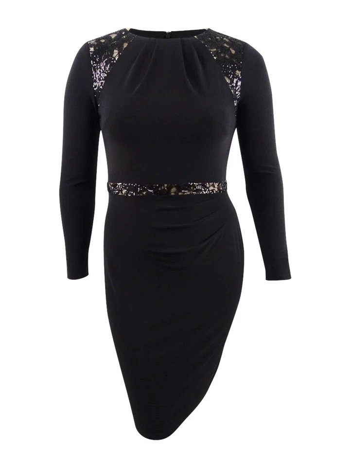 Lauren Ralph Lauren Womens Sharie Black Party Dress Petites 6p BHFO 0368