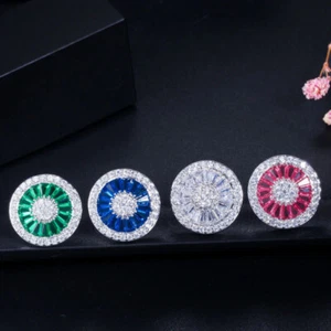 Pendientes circulares redondos únicos de 12,5 mm para mujer rellenos de oro blanco pendientes regalos - Imagen 1 de 10