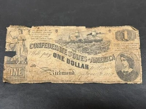Confederate States Of America One Dollar Richmond Virginia June 2, 1862 - Picture 1 of 6